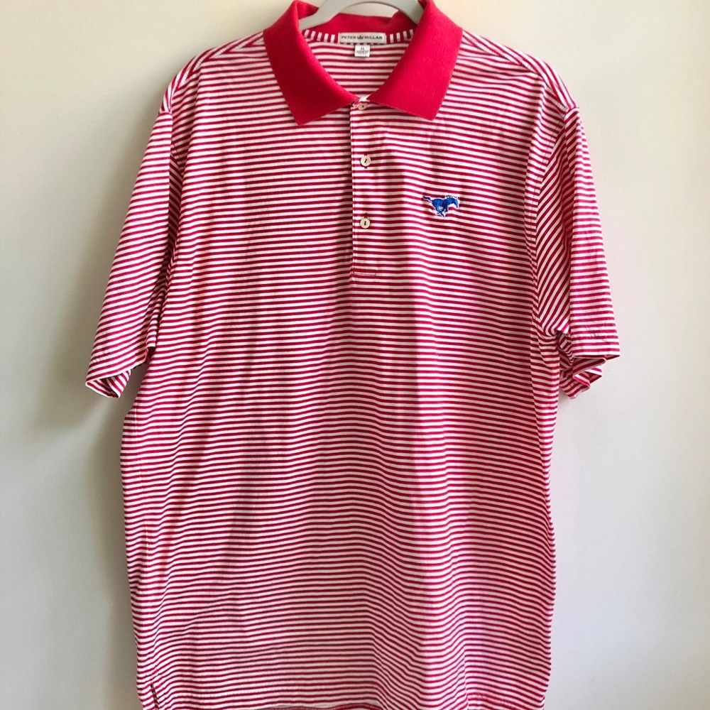 Peter Millar | Red Striped SMU Mustangs Polo Shirt